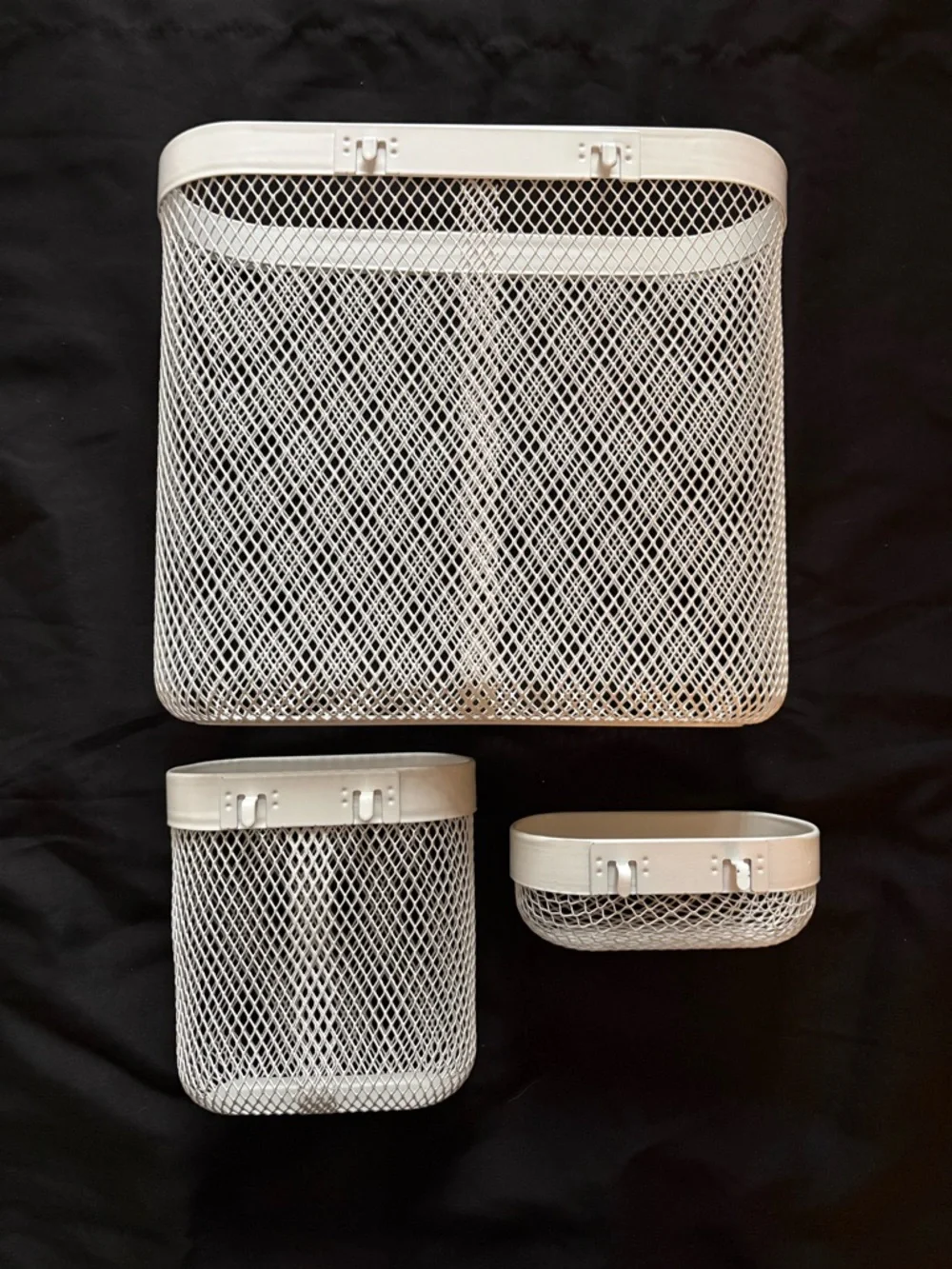 White Mesh Wall Basket Set - 3 Piece